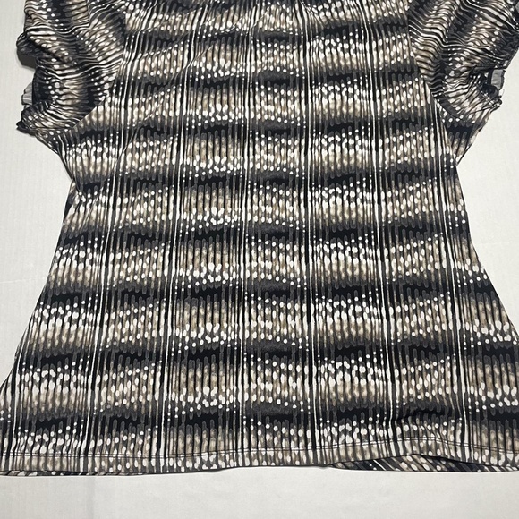 Worthington Blouse Womens 1X Black Multi Abstract Gathered Professional - Picture 5 of 6